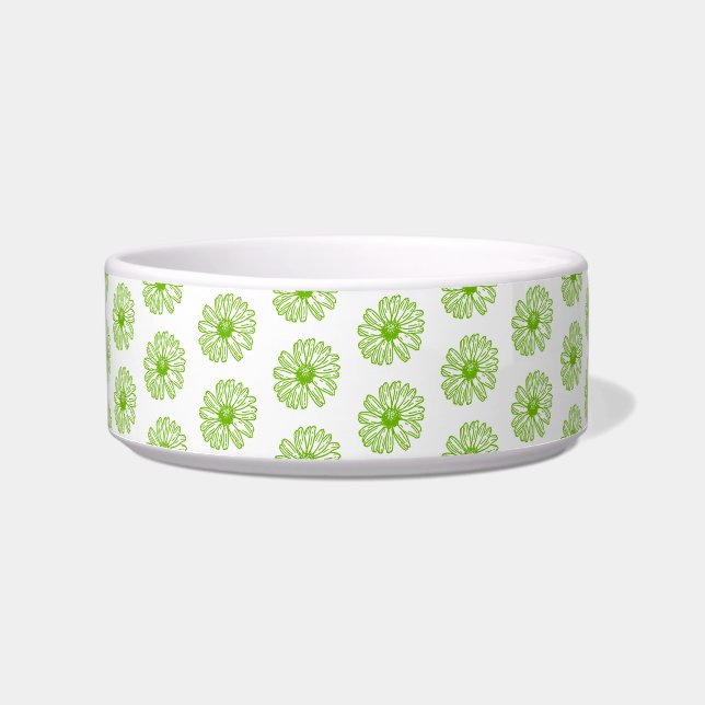 Écuelle Chartreuse Green Daisy Print, Hippie Flower Print (Devant)