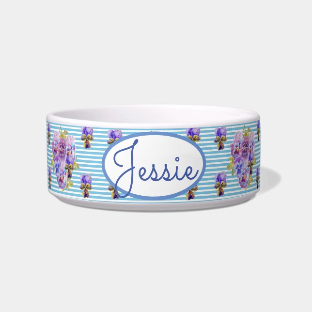Écuelle Chat Chien Shabby Floral Pastel Blue Cute Animal N (Devant)