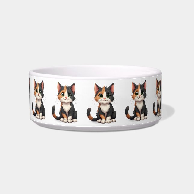 Écuelle Chaton Calico Fantaisiste avec une Attitude de Cha (Droite)