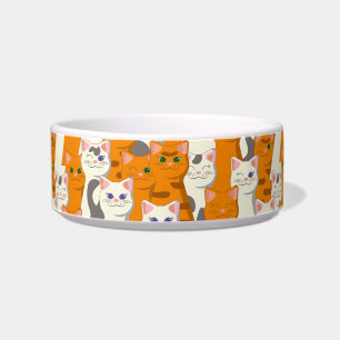 Écuelle Chats blancs et roux motif yeux verts yeux bleus