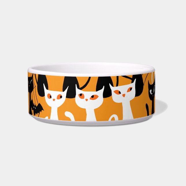 Écuelle Chats d'Halloween éffrayant noir blanc orange (Devant)