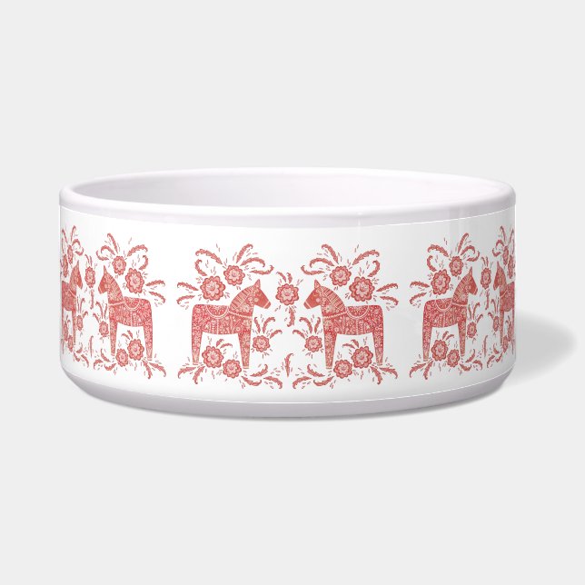 Écuelle Cheval de Dala suédois Rouge et blanc (Devant)