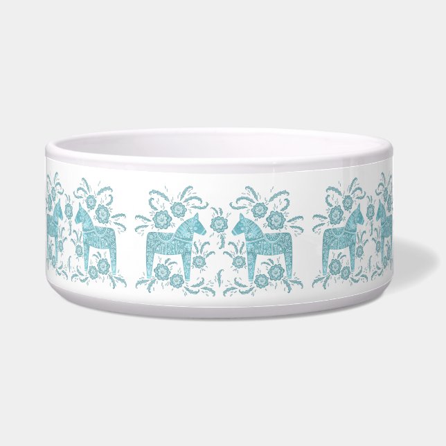 Écuelle Cheval de Dala suédois Turquoise Green et White Bo (Devant)