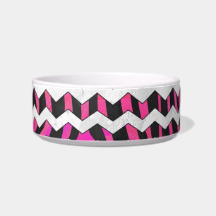 Écuelle Chevron Zèbre Noir et Rose Chaude