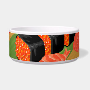 Écuelle Chic Élégant Moderne Sushi Noir & Rouge
