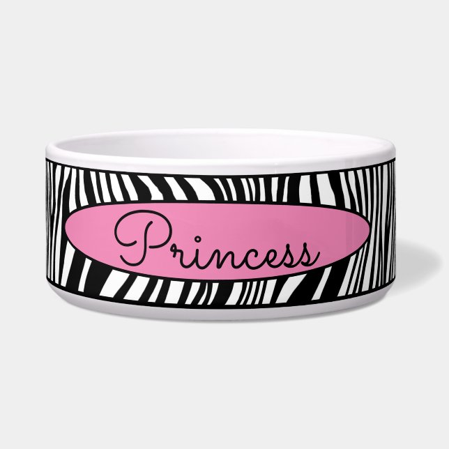 Écuelle Chic moderne Zebra Skin Motif Animaux de compagnie (Devant)