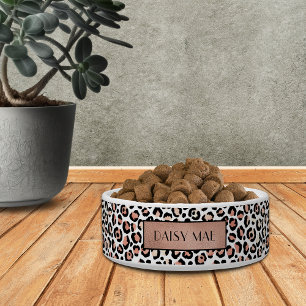 Écuelle Chic Rose Gold Leopard Motif Personnalisé Animaux