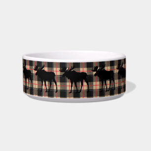 Écuelle Chien animal élan bull carreau buffle beige rouge