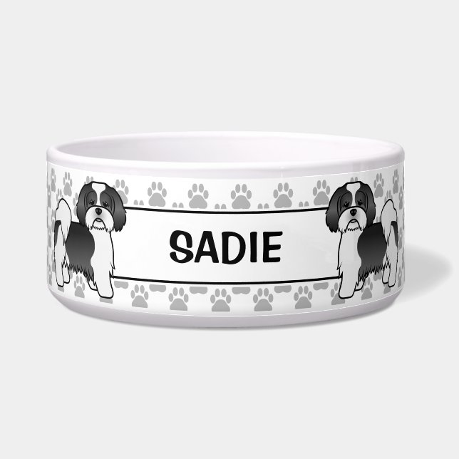 Écuelle Chien Apso Lhassa Noir Et Blanc Avec Patrouilles E (Devant)