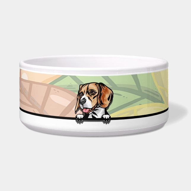 Écuelle Chien Beagle mignon qui regarde, nourriture ou boi (Devant)