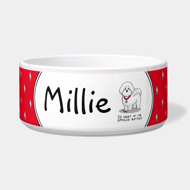 Écuelle Chien Bichon Frise gâté et drôle - Mignon (Devant)