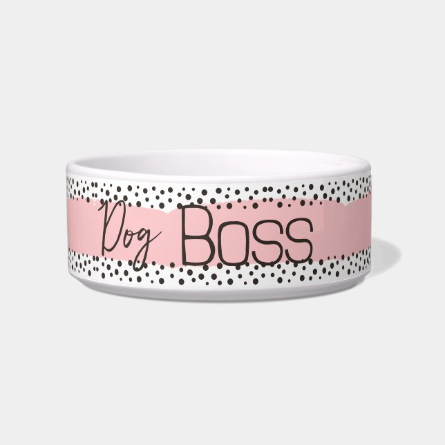 Écuelle Chien Boss l Girly l Pink Polka Dot, chien (Devant)