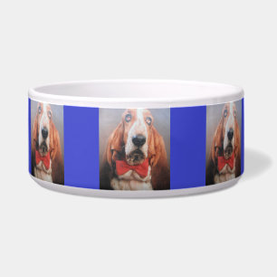 Écuelle Chien Bowl Basset Hound Red Bow Cravate