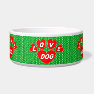 Écuelle Chien Bowl Love Chien Coeurs de Chien Rouge sur Ve