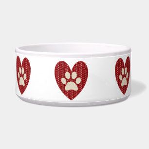Écuelle Chien Bowl Paw Heart Rouge Parties scintillant bla