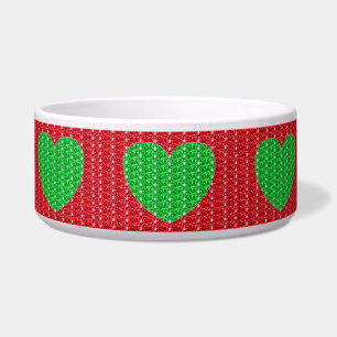 Écuelle Chien Bowl Red Green Heart Parties scintillant