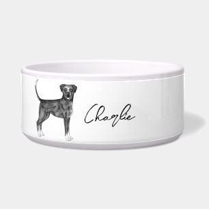 Écuelle Chien Boxer Allemand En Noir Et Blanc & Nom Person