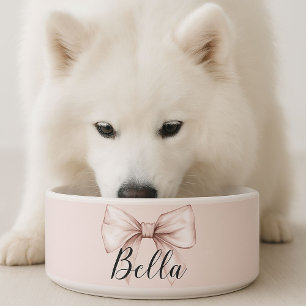 Écuelle Chien Chat Arc Rose & Arc Rose Pâle Personnalisé