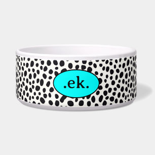 Écuelle Chien dalmate Motif Abstrait Aqua Blue Monogramme