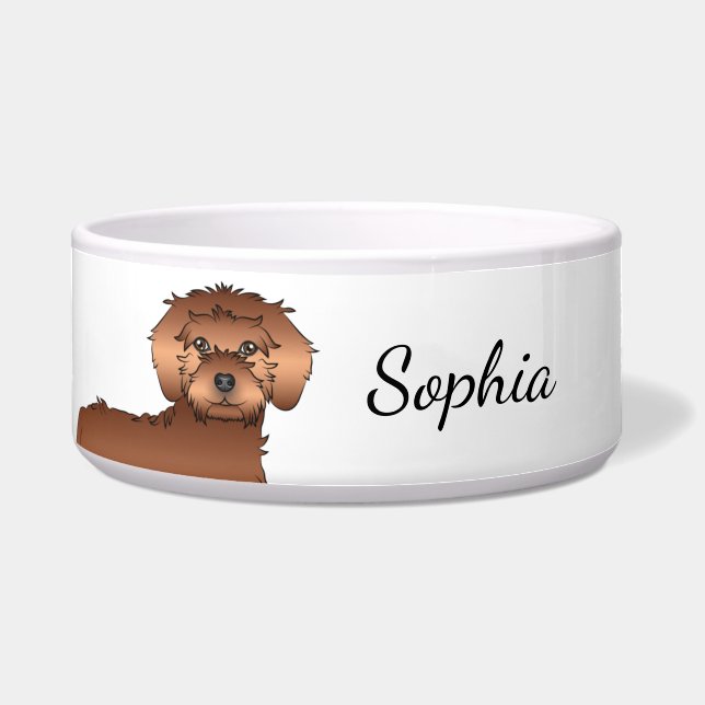Écuelle Chien de dessin animé Mini Goldendoodle rouge & no (Devant)