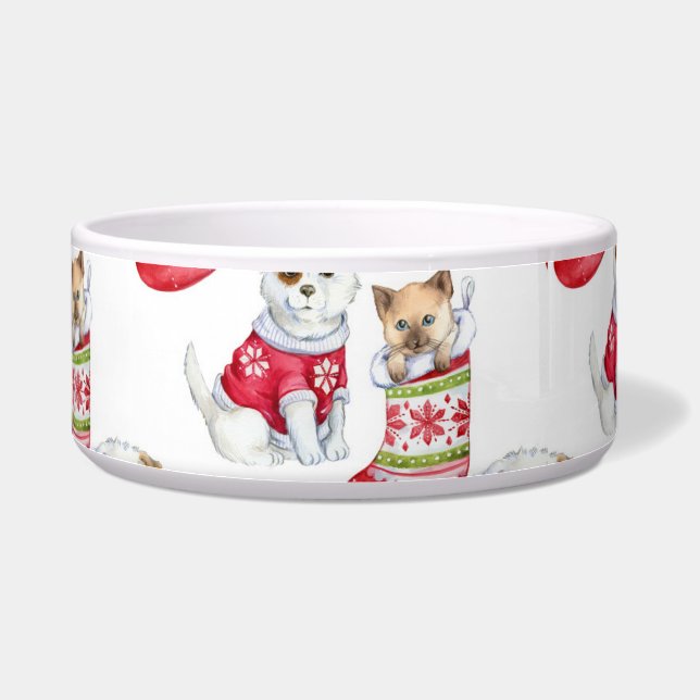 Écuelle Chien et chat de Noël (Gauche)