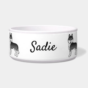 Écuelle Chien Husky Sibérien Noir Et Blanc & Nom Personnal