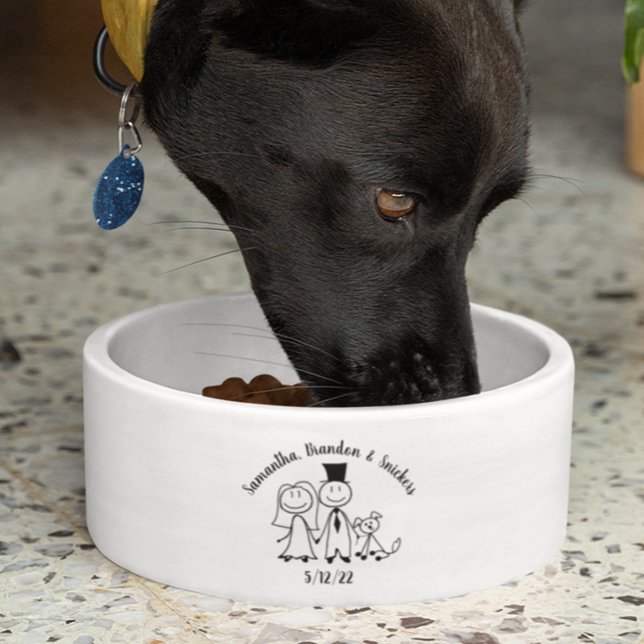 Écuelle Chien mignon Mariage Couple noms personnalisés (Créateur téléchargé)