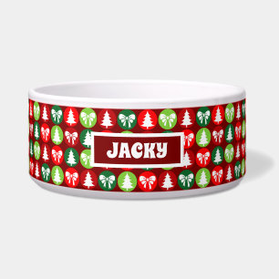 Écuelle Chien Motif vintage rétro de Noël Arbres et vaches