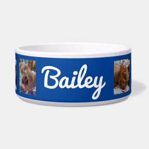 Écuelle Chien personnalisé Photos et nom Bleu