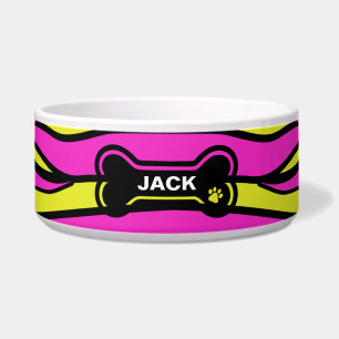 Écuelle Chien personnalisé rose et jaune chaud