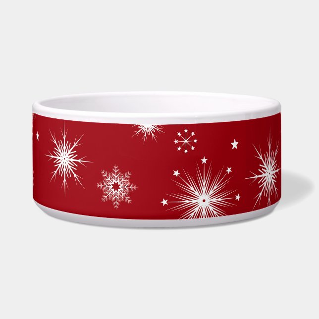 Écuelle Chien rouge Festif Lit avec des flocons de neige L (Devant)