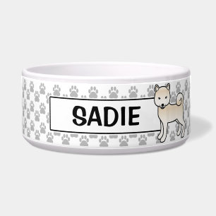 Écuelle Chien Shiba Inu Mignon Crème Avec Nom de l'Animal