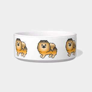 Écuelle Chiens Pomeranian De Dessin Animé Pelucheux Sable