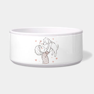 Écuelle Chiot mignon avec dessin animé d'enfant heureux
