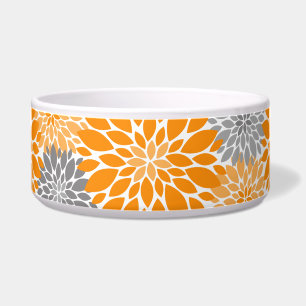Écuelle Chrysanthèmes orange et gris Motif floral