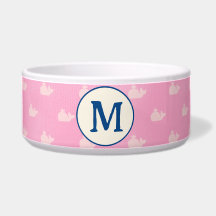 Coastal rose et blanc Baleine Monogramme Bowl