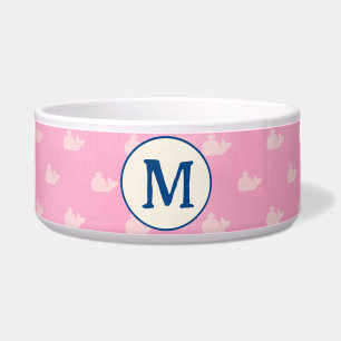 Écuelle Coastal rose et blanc Baleine Monogramme Bowl