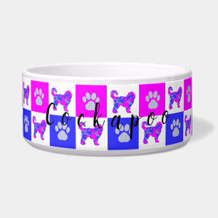 Écuelle Cockapoo Dog & Paw Hot Pink & Blue Pet Pet Pet Pet