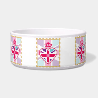 Écuelle Coeur d'Union Jack et timbre Girly étincelants de
