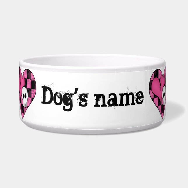 Écuelle Coeur et crânes roses (Devant)