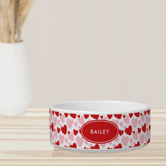 Écuelle Coeur rouge rose pâle Spectré Personnalisé Animaux (Créateur téléchargé)