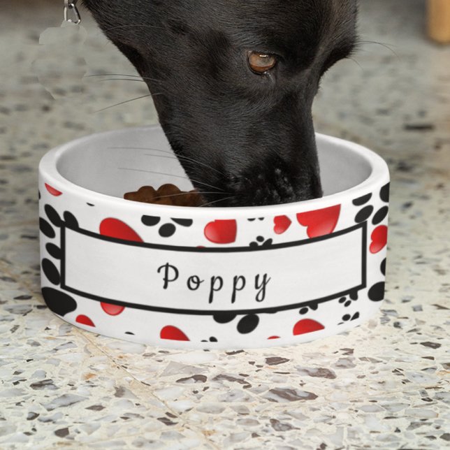 Écuelle Coeurs amusants et Empreinte de patte Accessoire d (Créateur téléchargé)