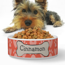 Coeurs Empreintes de pattes d'os mignon motif Nom 