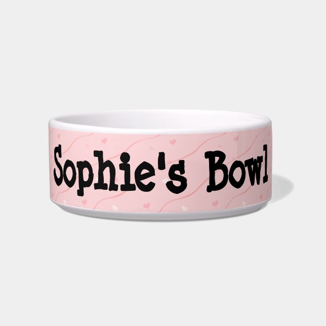 Écuelle Coeurs roses céramique poêle Bowl pour animaux (Devant)