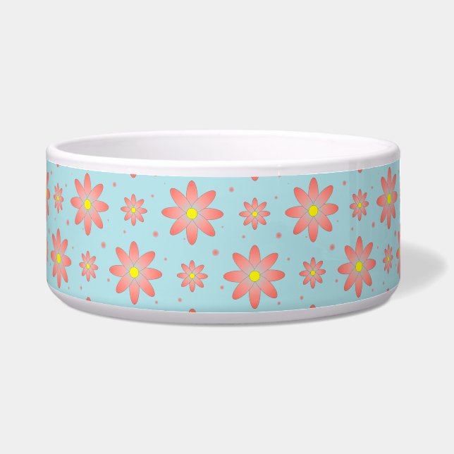 Écuelle Corail rose et poudres bleu délicat marguerite fle (Devant)