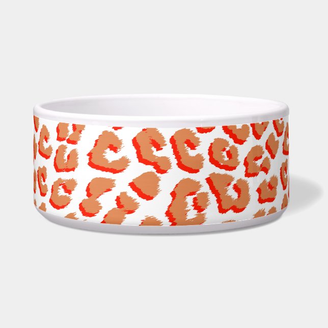 Écuelle Couleur orange et Empreinte de léopard blanc (Devant)