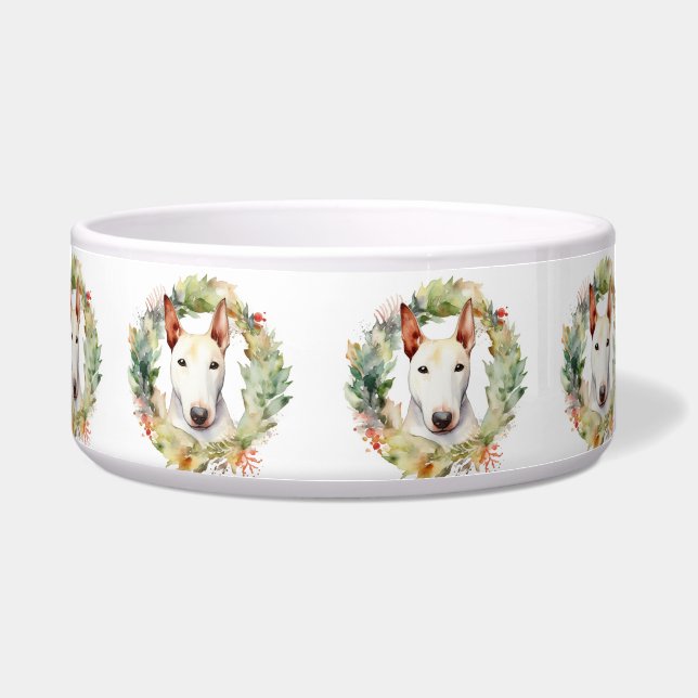 Écuelle Coupe de fête de la couronne de Noël Bull Terrier (Devant)
