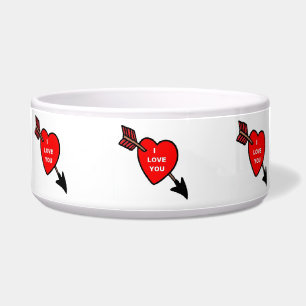 Écuelle Coupe pour chien Flèche Cœur Rouge, Je t'aime