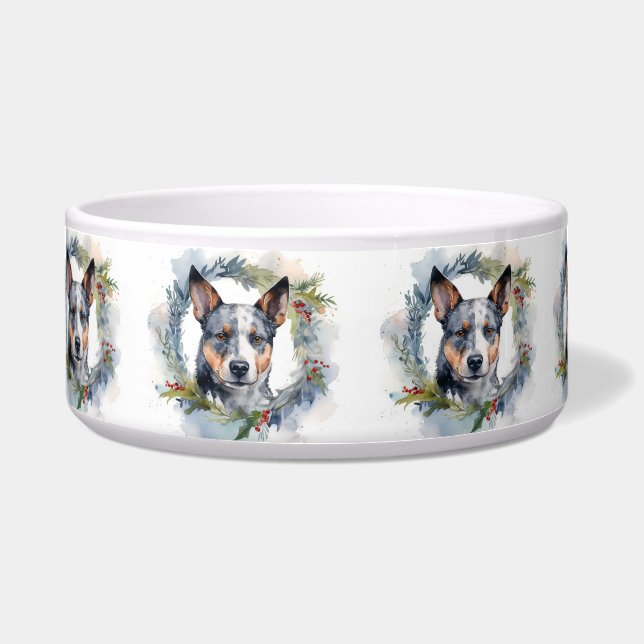 Écuelle Couronne de Noël festive de Blue Heeler (Devant)
