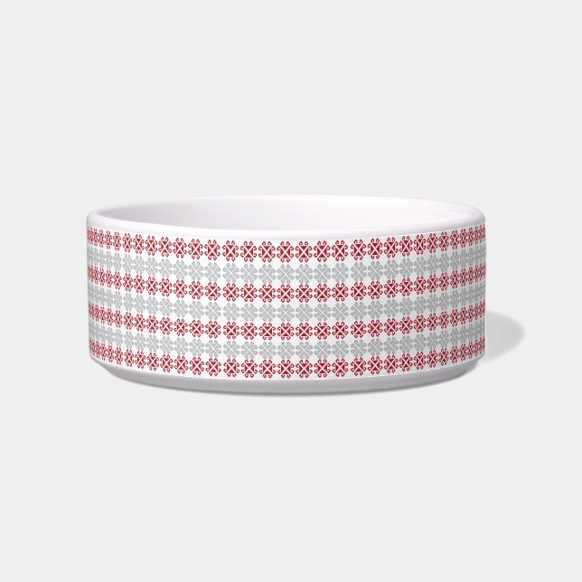 Écuelle Croix géométrique rouge et gris letton (Droite)